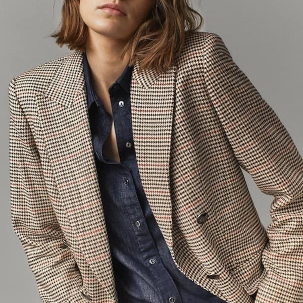 MASSIMO DUTTI Stylish Houndstooth Blazer